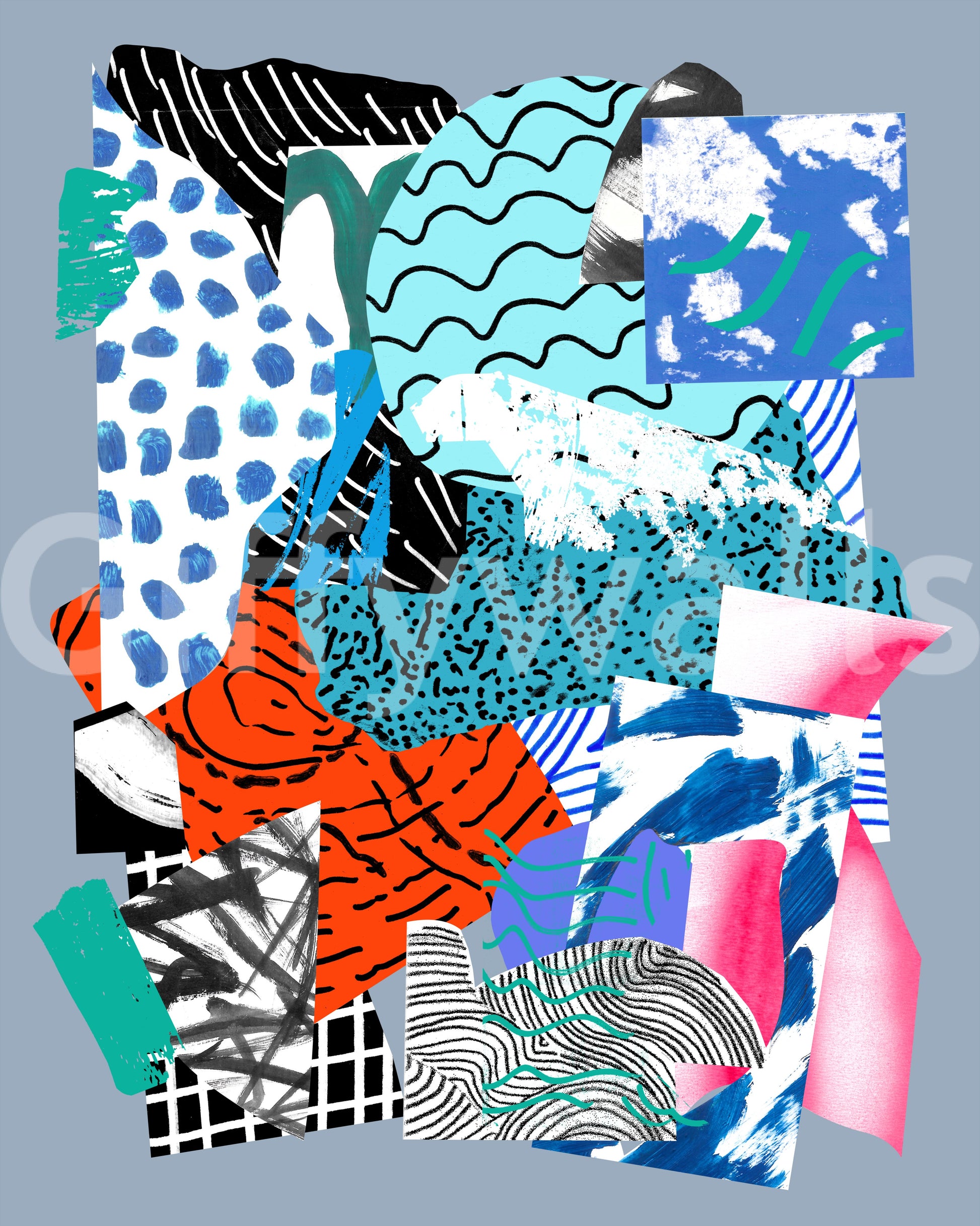 A high-quality serene blue wall mural for walls.

