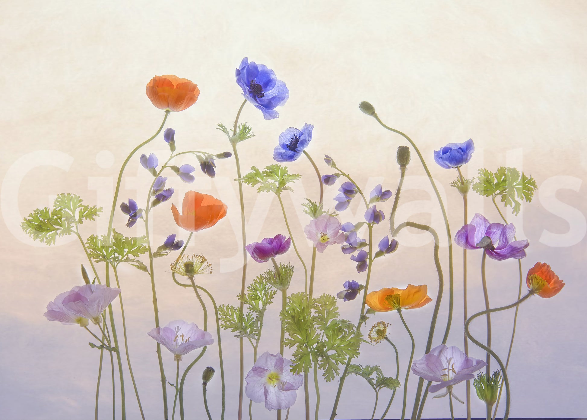 An artistic nature inspired mural for home decor.

