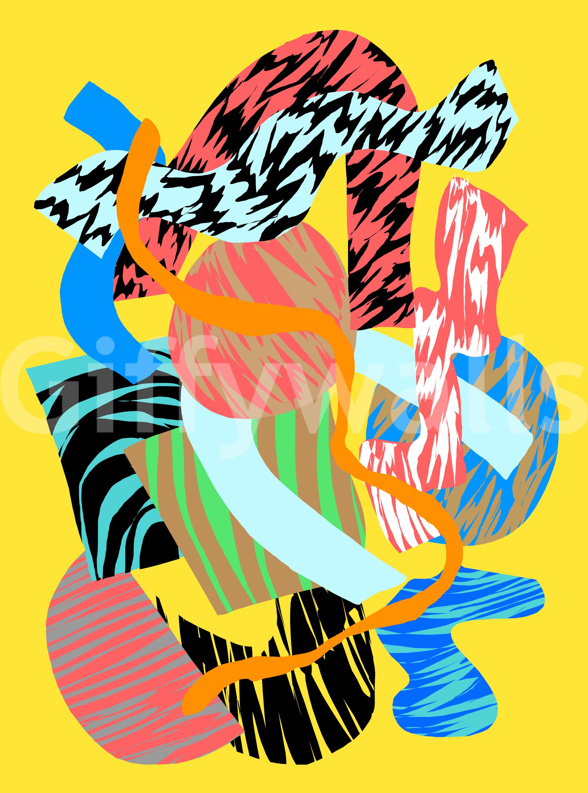 A high-quality minimalist wall mural in vibrant green.

