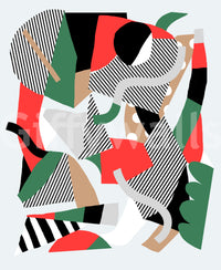 A peaceful vibrant color mural on decorative wallpaper.

