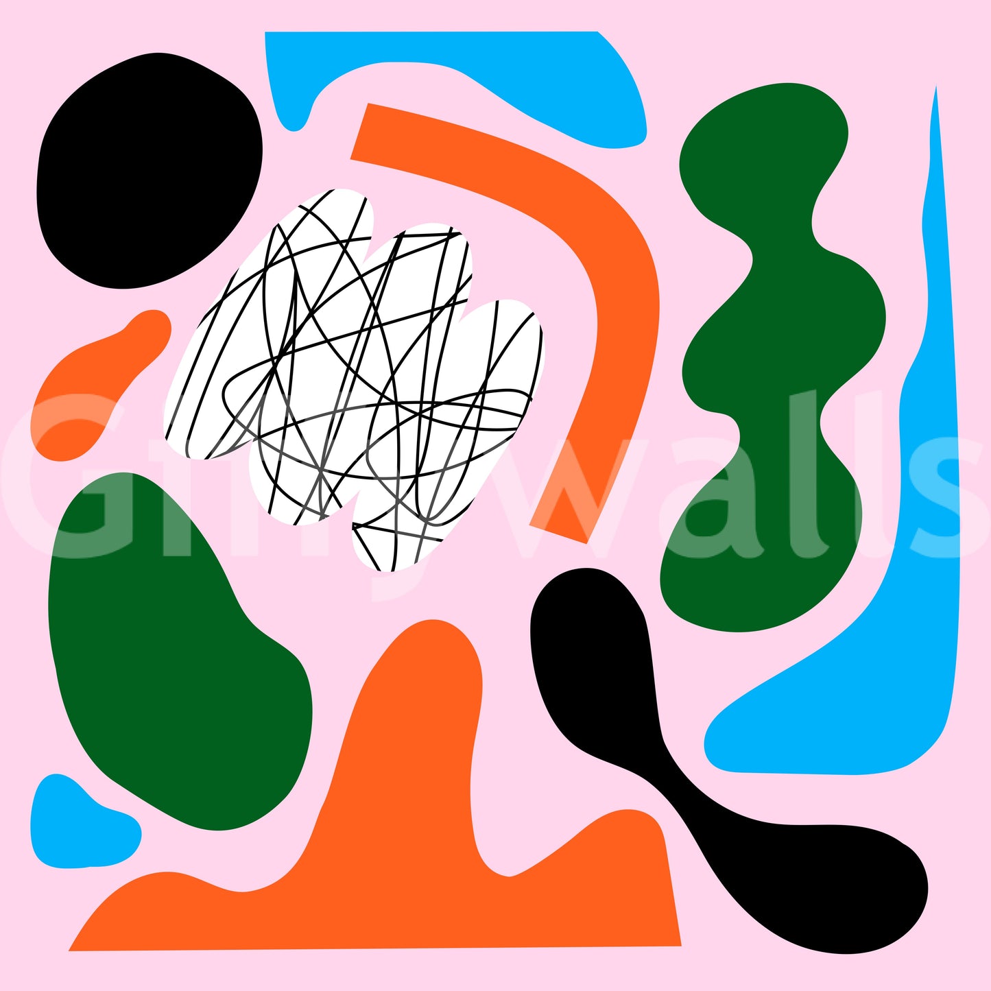 A beautiful modern art wall mural of delicate lines.