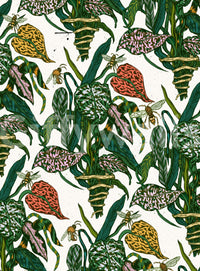 A calming floral design wallpaper mural that defines a space.