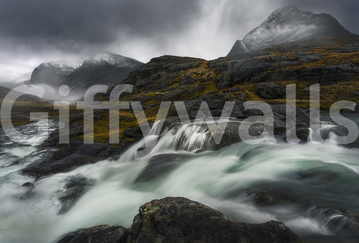 Noir Mountain Flow Wall Mural -2626530