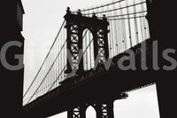Urban Span: Bridge Silhouette Wall Mural — striking city bridge against a colorful or moody skyline.