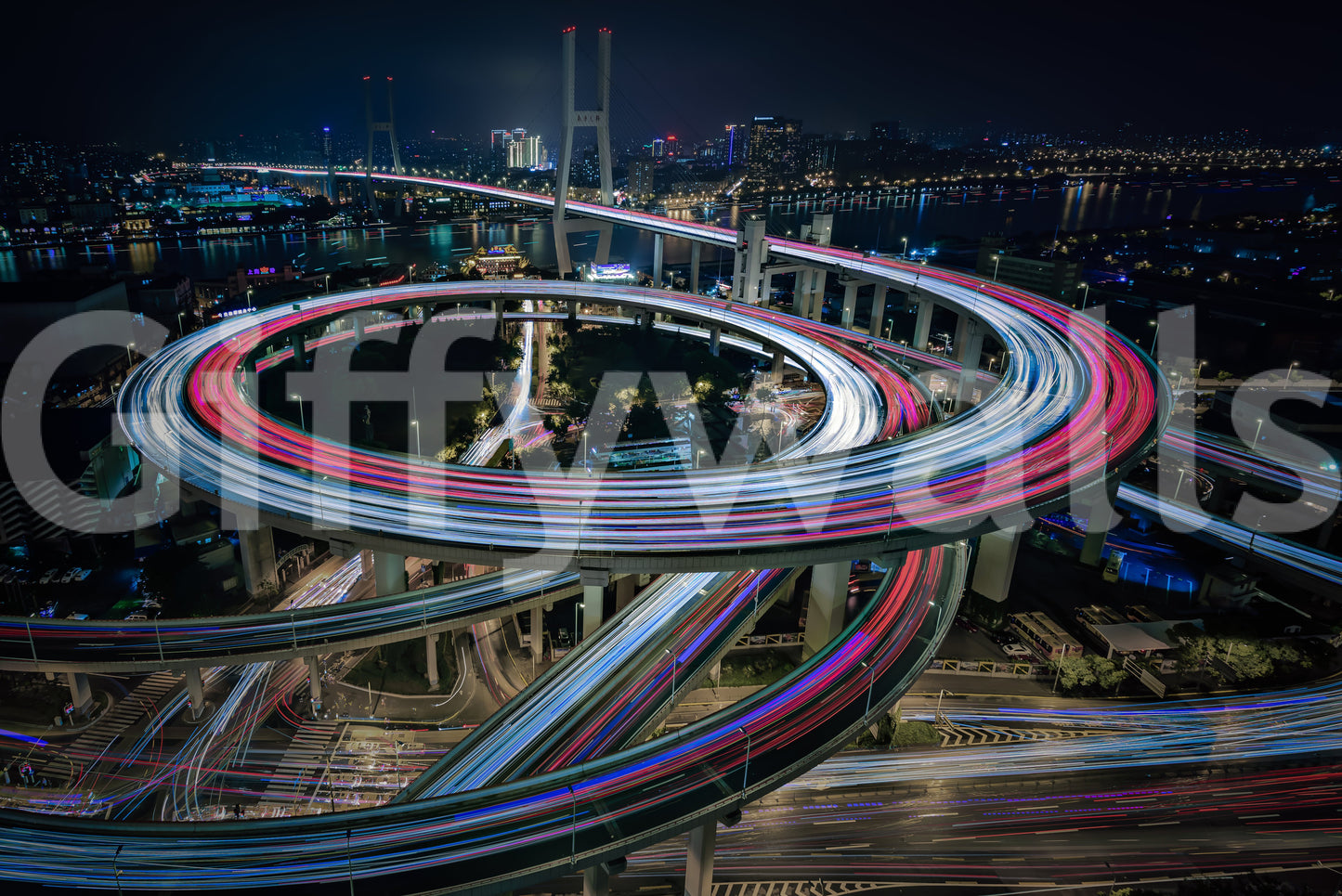 City Flow: Light Trails Wall Mural -2356172