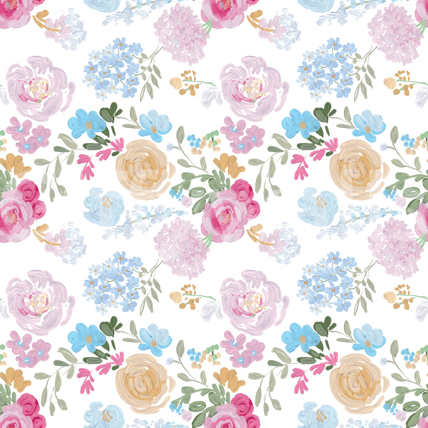 Painterly Petals soft oil painted impasto flowers Wallpaper⁠