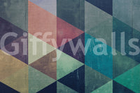 Retro Triangle Fusion Wall Mural with layered triangular patterns creating a dynamic, stylish accent wall.
