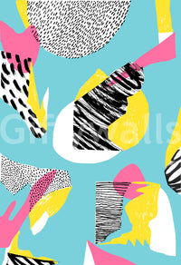 Colorful Modern Living Wall Mural – Multicolor wallpaper featuring abstract patterns for a contemporary living space.