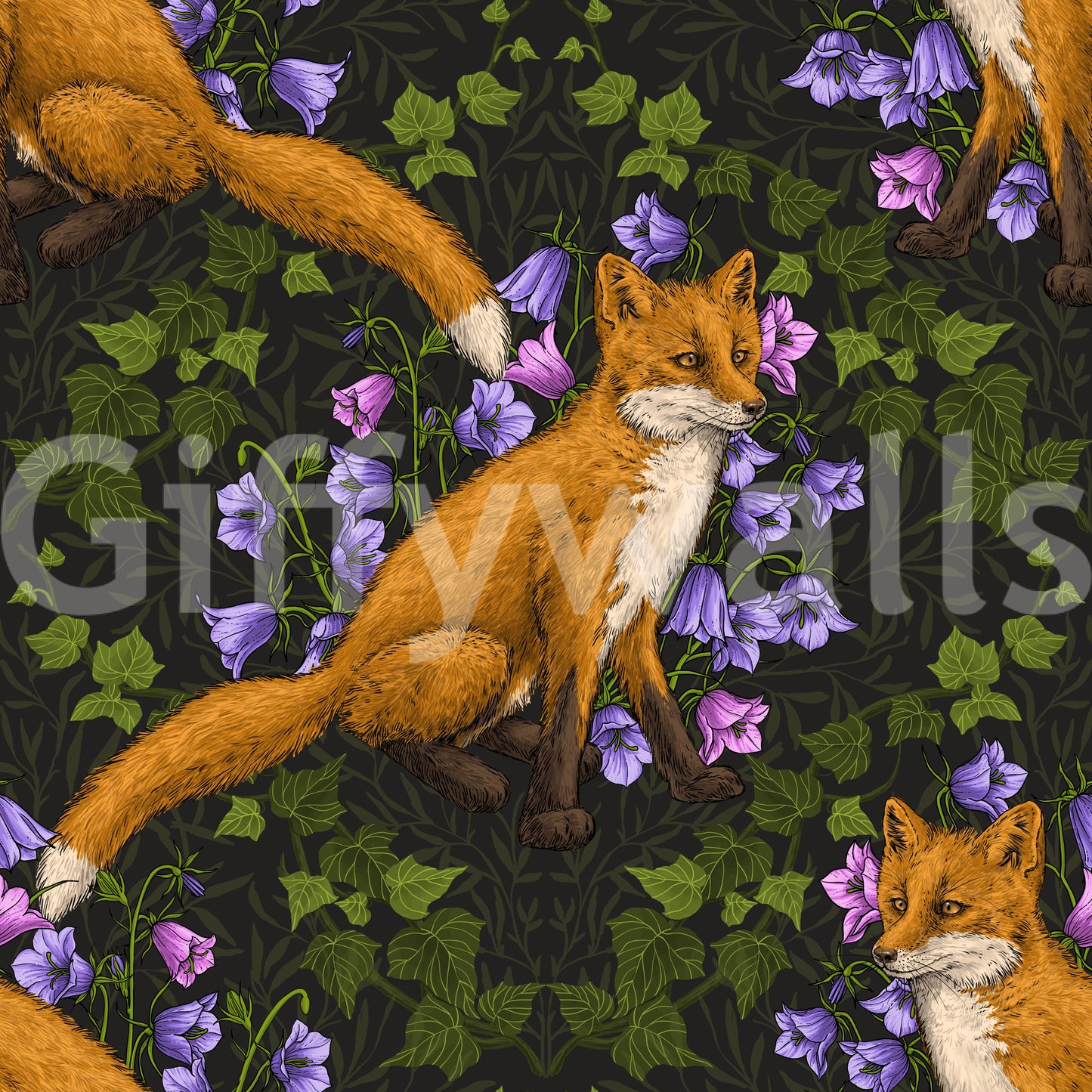 Woodland Whispers: Fox and ivy Wallpaper⁠