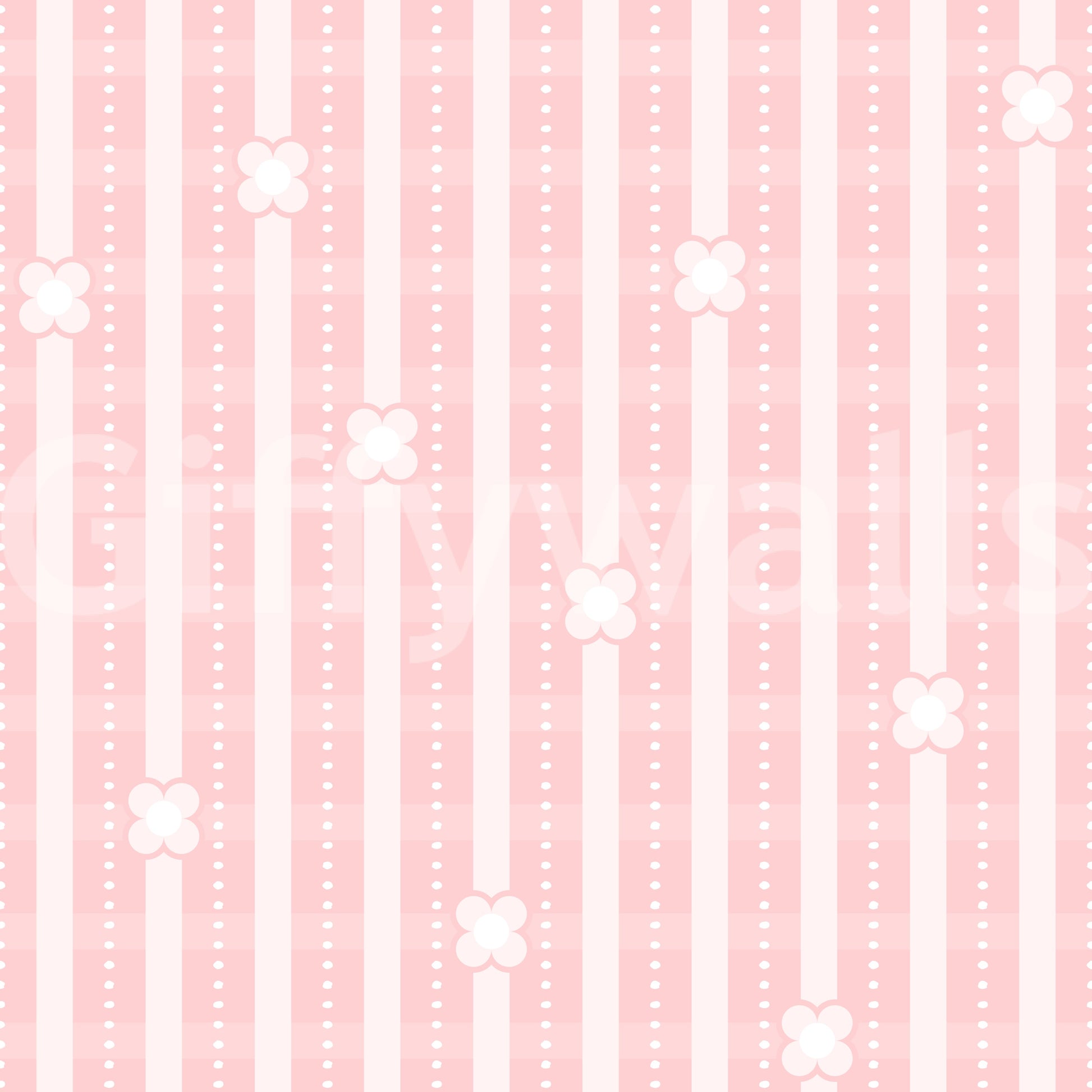 Chic Pink Petals & Stripe Wallpaper – Modern feminine wall design with floral motifs layered over linear stripes.