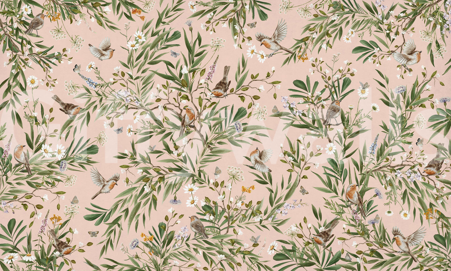 Robin's Bloom Wall Mural