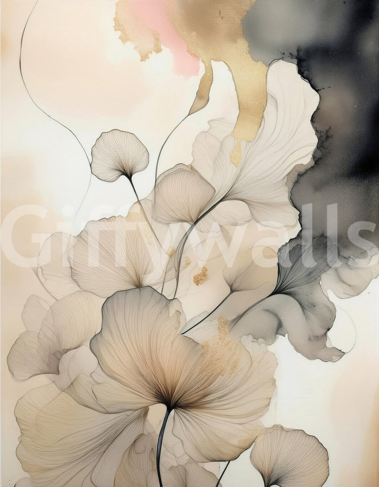 Ink Bloom Elegance Wall Mural