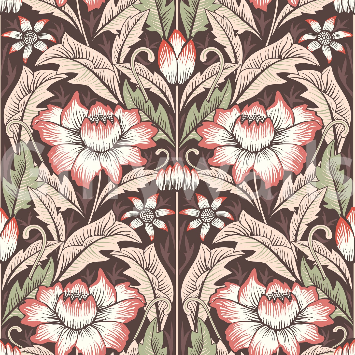 Timeless Garden – Rustic Red Wallpaper⁠