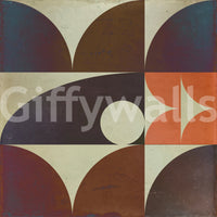 Abstract art mural wallpaper combining cream circles with dark Geometrica fall tones.