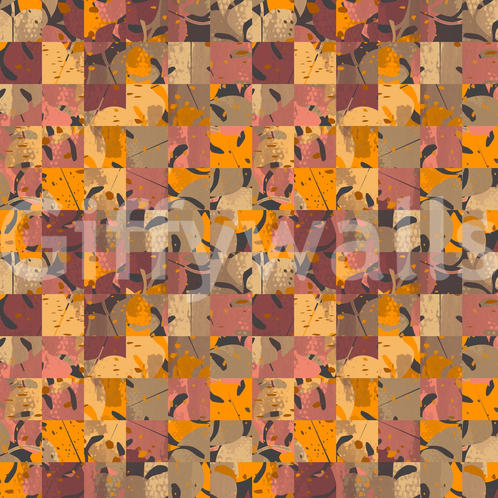 Textured painterly squares Abstract Patchwork premium wall mural modern style.