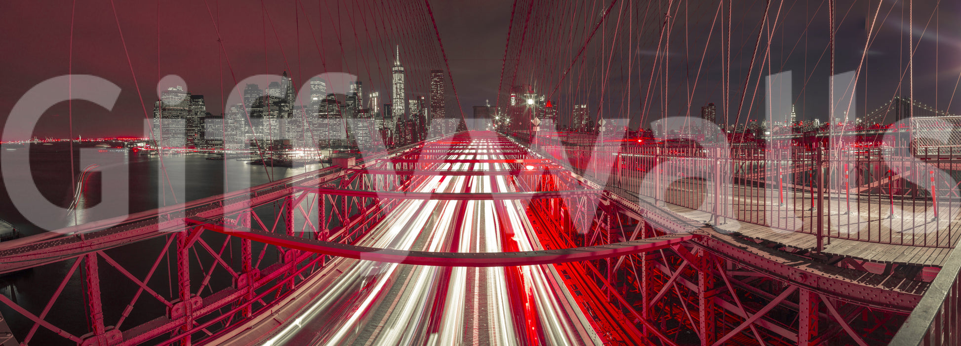 Iconic bridge City Lights wallpaper New York night vibrancy.