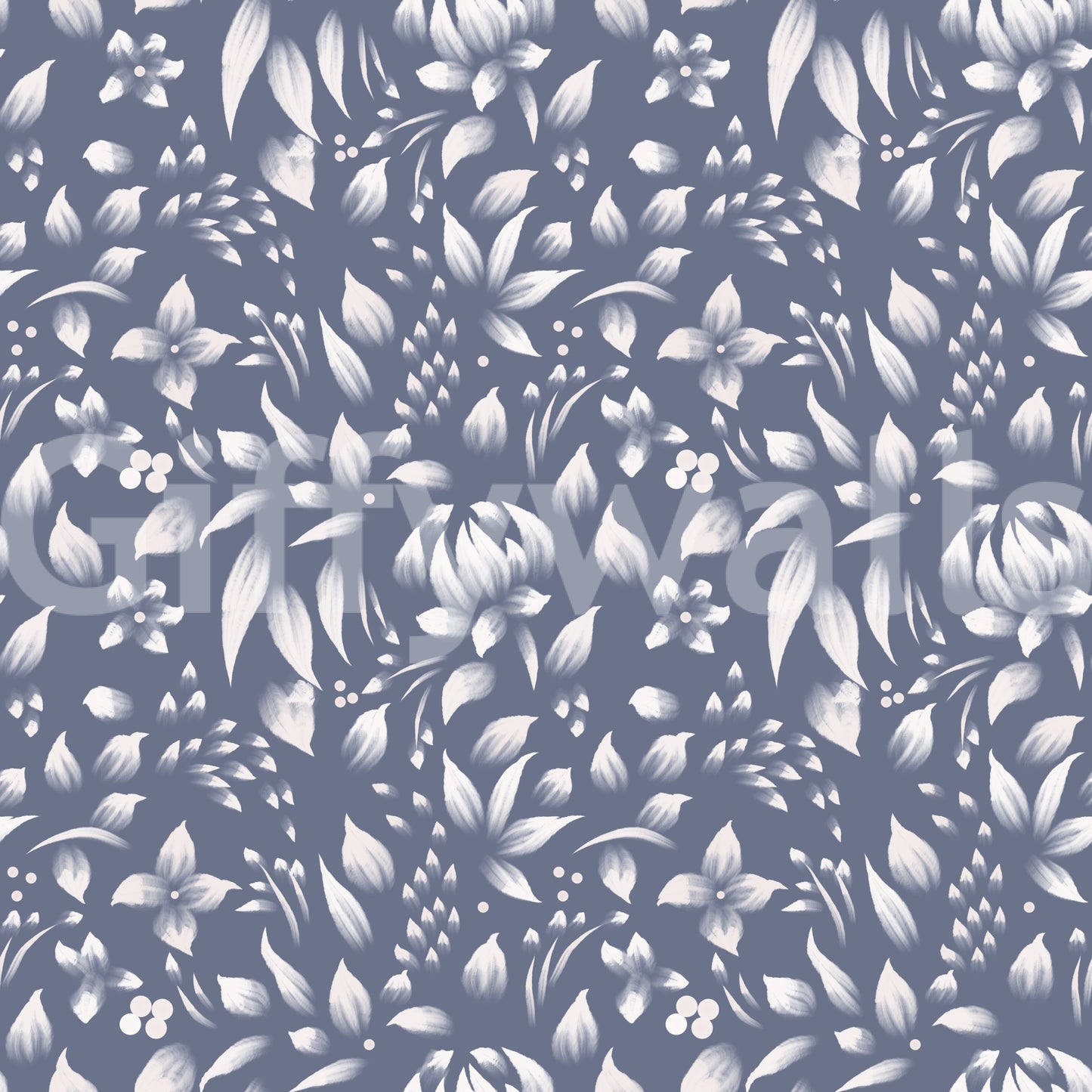 Elegant monochrome leaf print wallpaper with detailed botanical shapes.