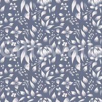 Elegant monochrome leaf print wallpaper with detailed botanical shapes.