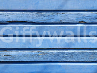 Authentic Aqua Wood Wall print: Horizontal boards, deep blue color.