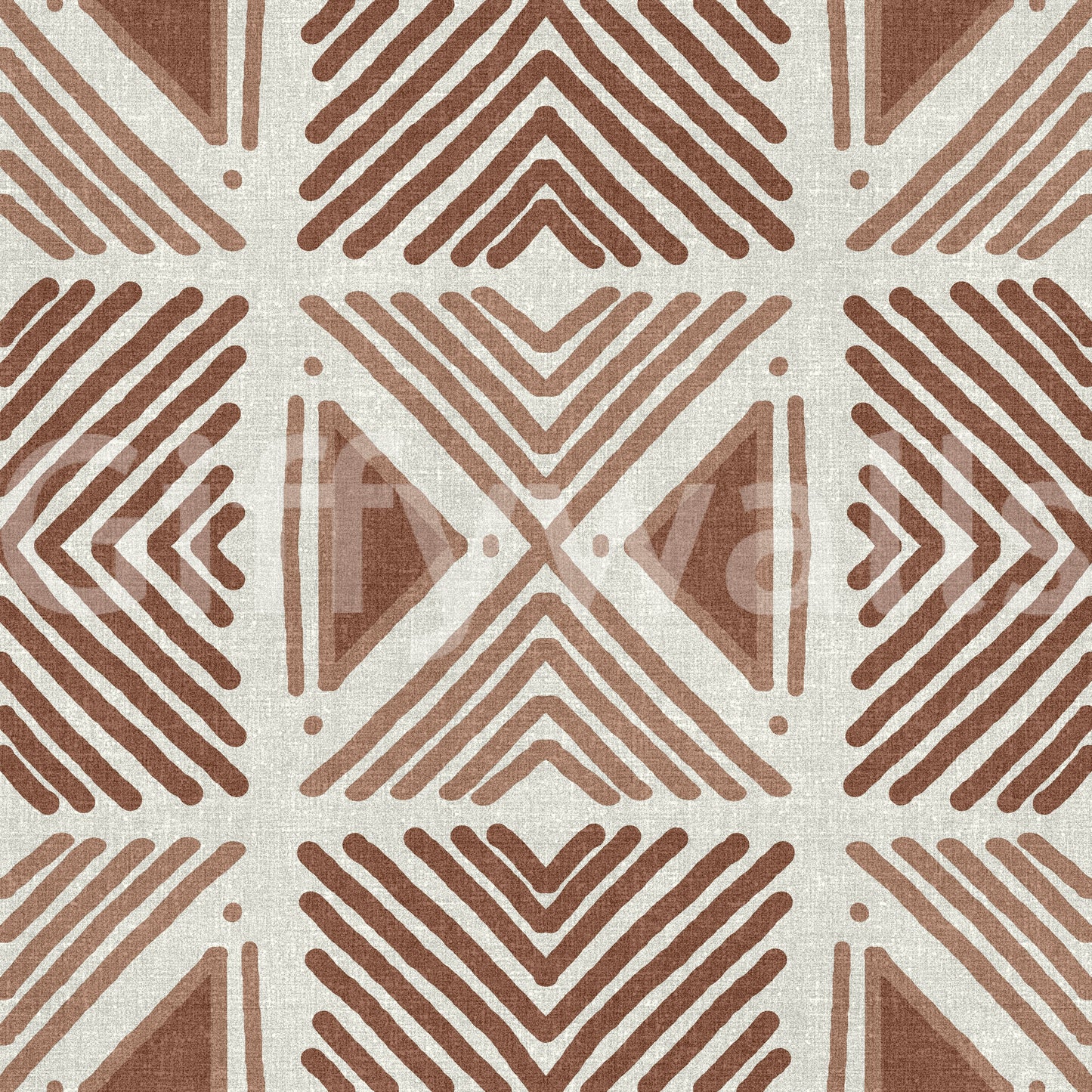 Tribal Cappuccino Motif Southwestern diamond textured wallpaper.