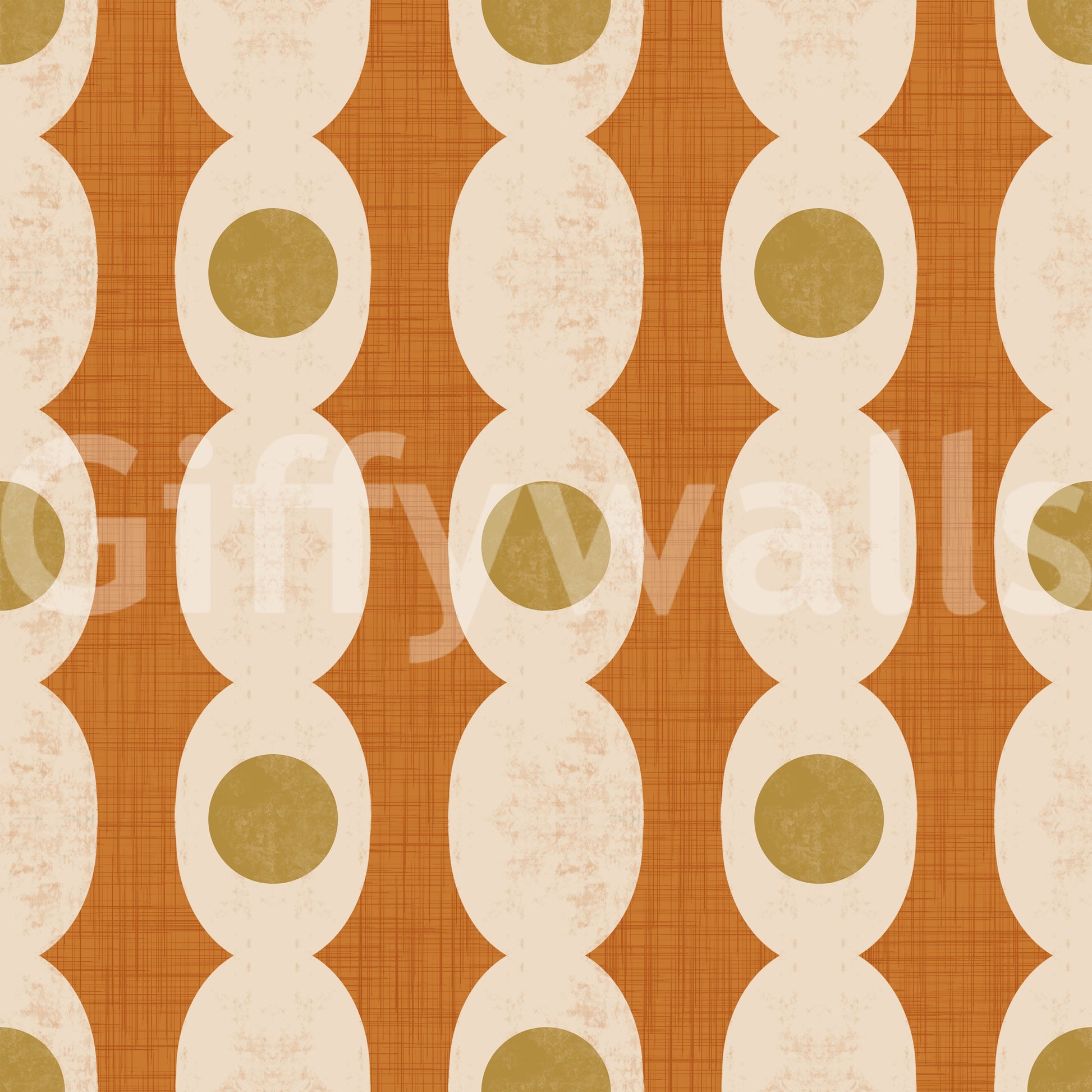 Classic mid-century shapes arranged in a clean, minimalist wallpaper design.