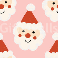 A joyful wallpaper with rows of smiling Santa faces perfect for holiday décor.