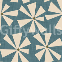 Soft geometric floral wallpaper with abstract star shapes for a vintage aesthetic.