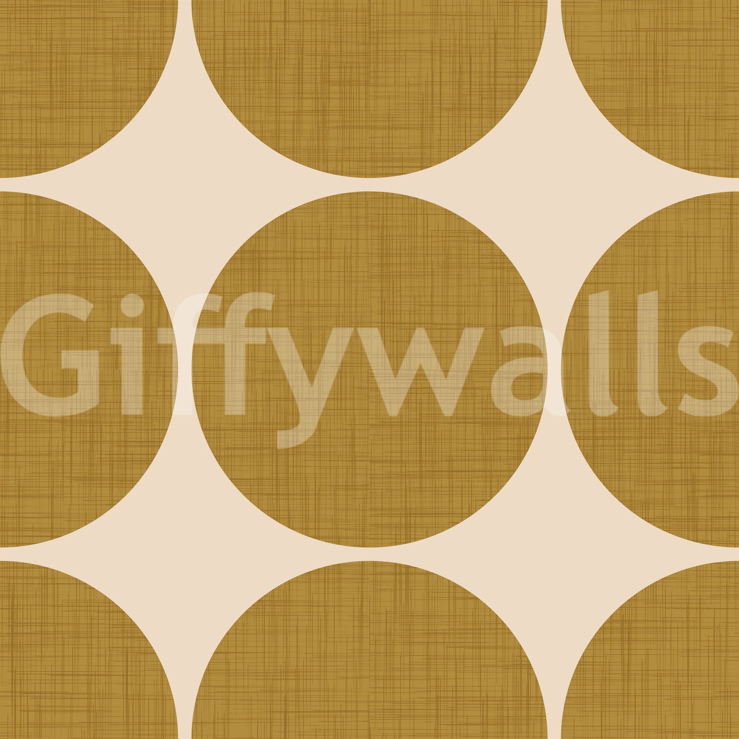 Graphic wallpaper design showcasing large ochre orbs in a structured grid layout