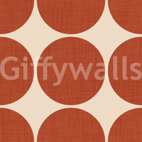 Graphic wallpaper design with large terracotta spheres forming a structured grid layout