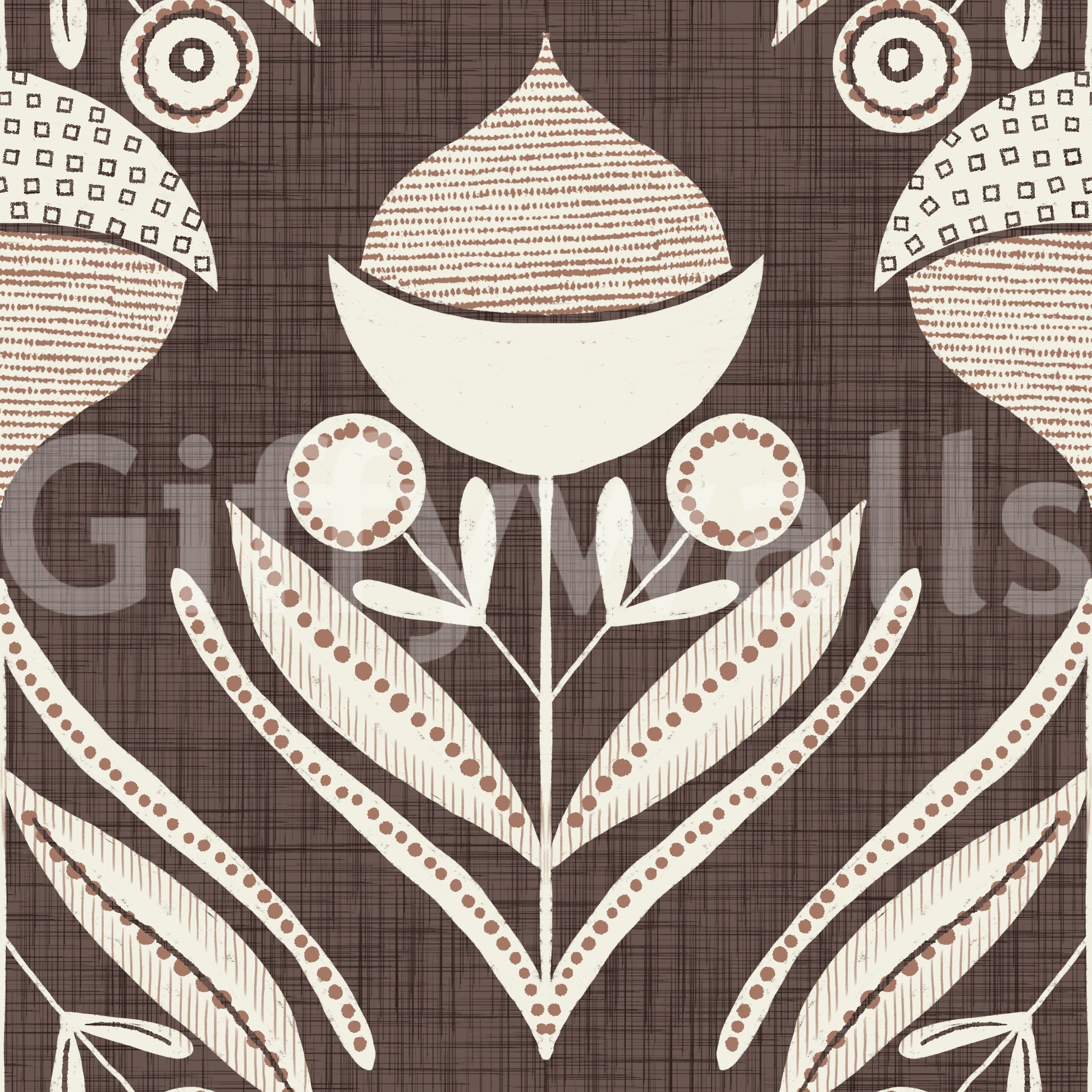 Earth Tone Floral wallpaper showcasing geometric-style flowers and soft organic shapes.