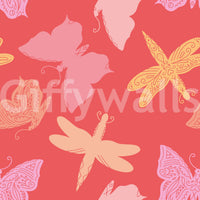 Playful butterfly wallpaper with large, stylized wings arranged in a seamless repeating pattern.