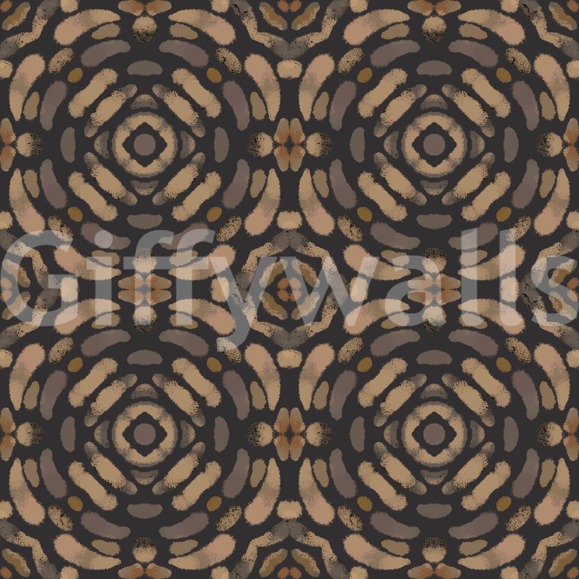 Layered geometric symmetry in natural hues of beige, tan, and warm browns.