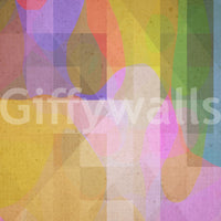 A soothing mix of colored geometric forms arranged in a gentle, artistic wallpaper design.