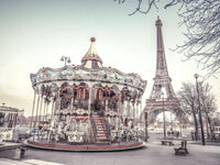Whimsical Paris Mural Beautiful nostalgic image of a spinning amusement structure.