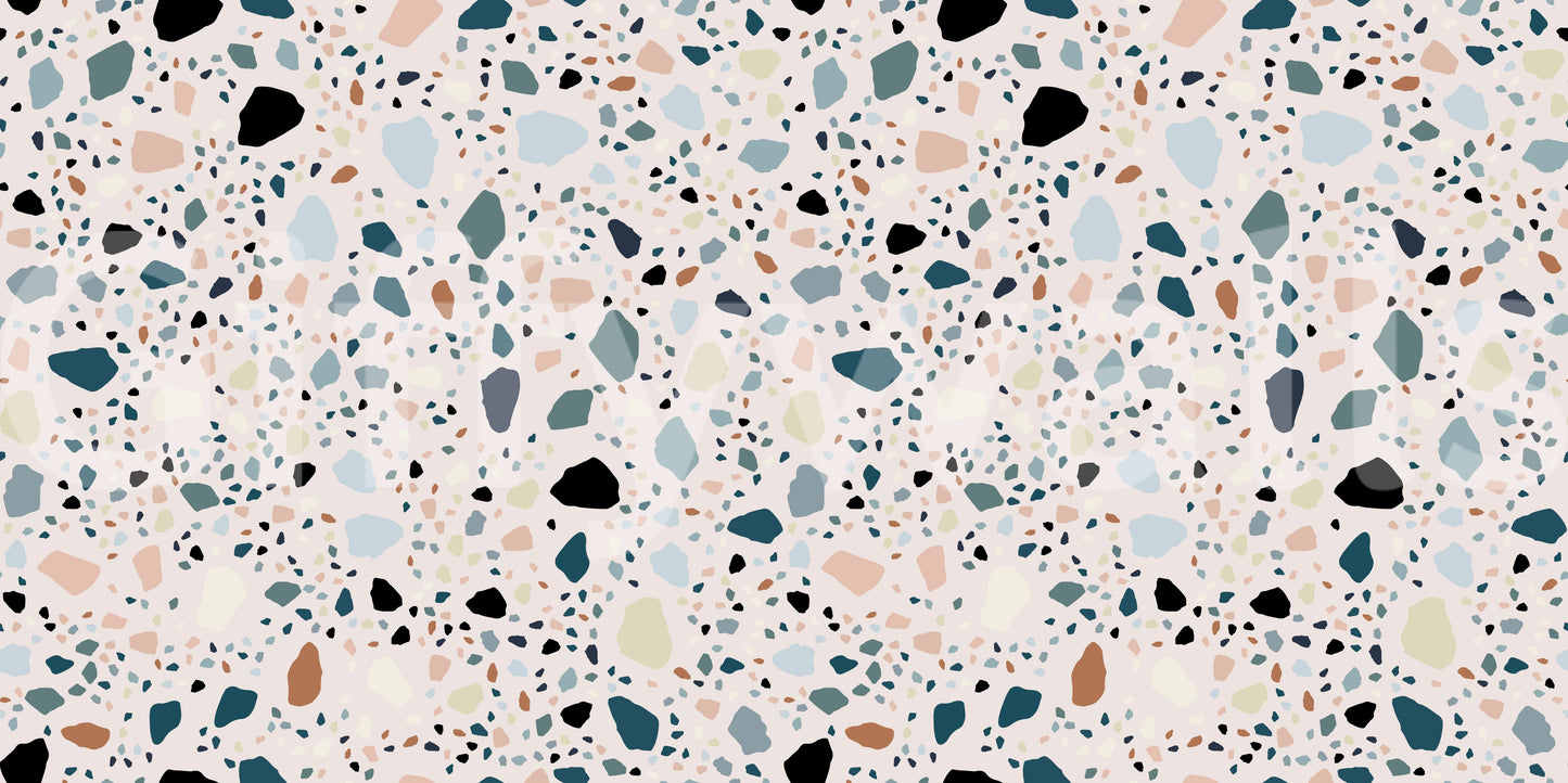 Vibrant Terrazzo pattern unique wallpaper stylish chip shapes.