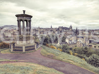 Dramatic Scottish atmosphere mural, distant Edinburgh castle impression.