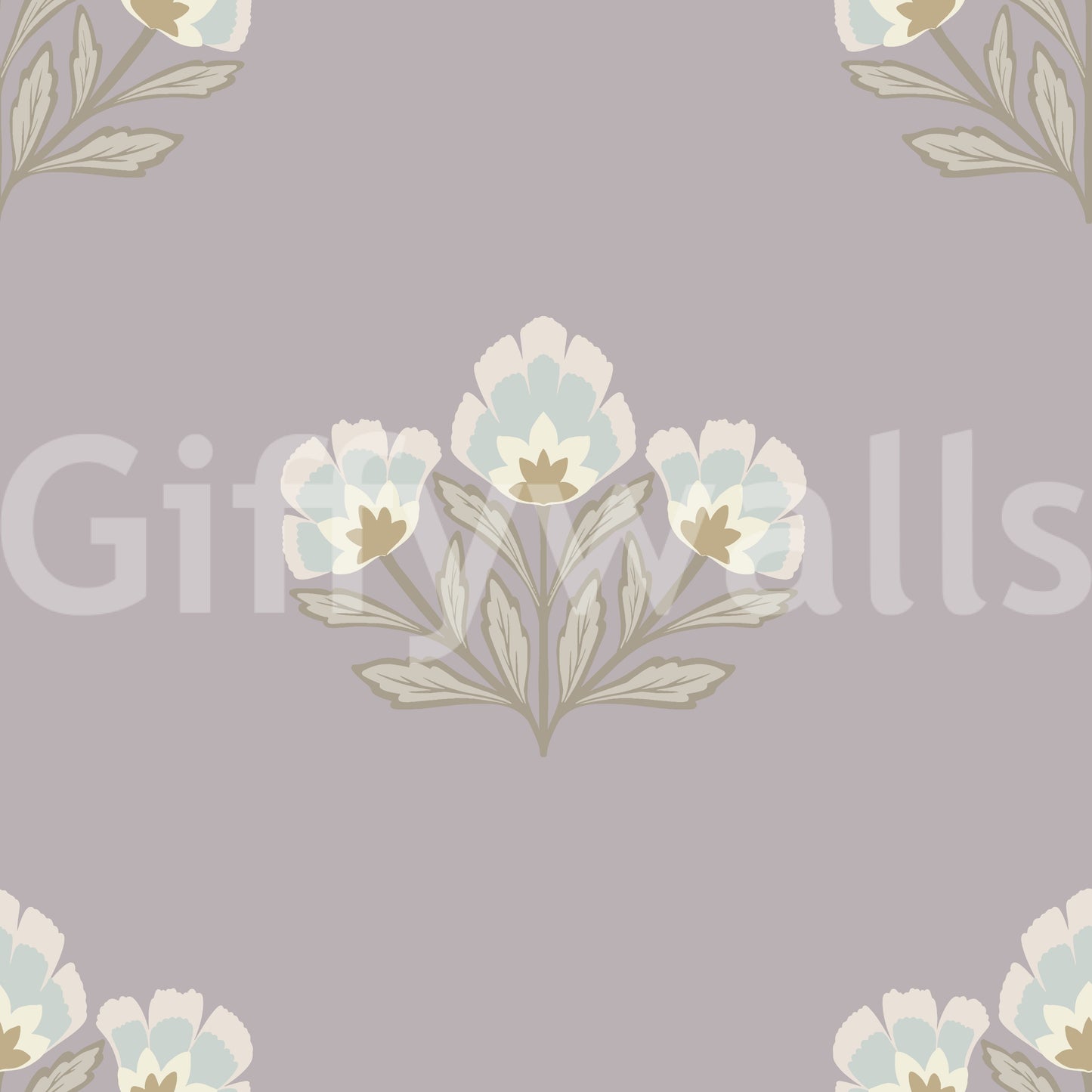 Sophisticated Lilas Bloom design, bespoke drawing room wall mural, ambient style.