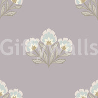 Sophisticated Lilas Bloom design, bespoke drawing room wall mural, ambient style.