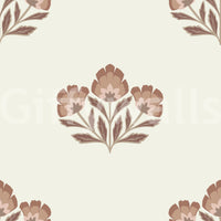 Earthy Flora design, elegant floral wallpaper, soothing colors, charming.