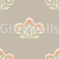 Seamless Serene Flora panorama mural, continuous floral beauty.