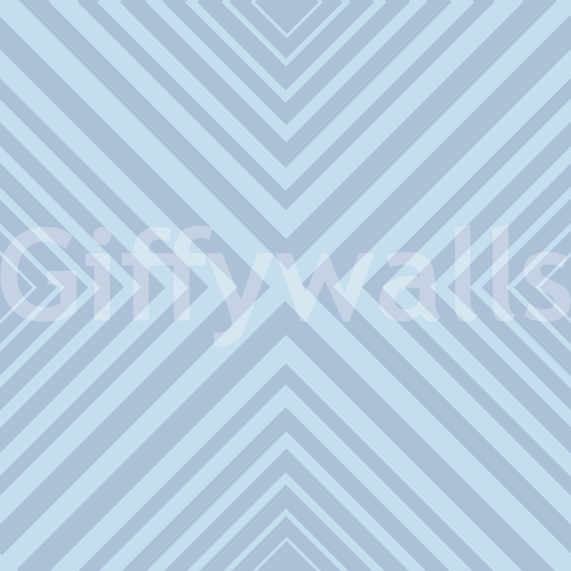 Fresh Angles of Azure mural room accent striking symmetry.