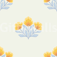 Quiet rhythmic aesthetic of Golden Bloom Repeat mural art.