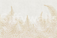 Subtle botanical wall mural in cream and fawn, Perlish style art.