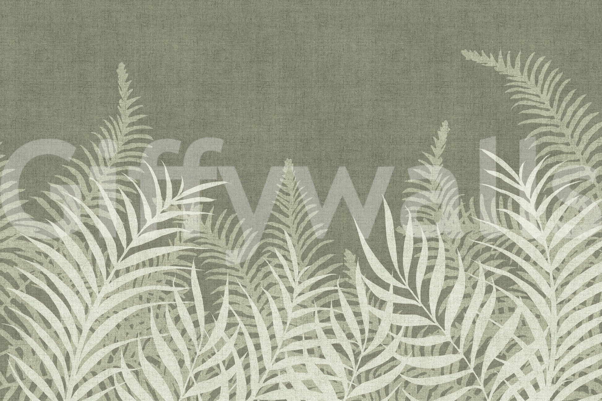 Nature inspired wallpaper with white tropical ferns, Jungle Sage.