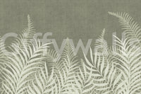 Nature inspired wallpaper with white tropical ferns, Jungle Sage.