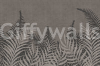 Calming Into The Jungle Taupe motif, designer botanical wallpaper.