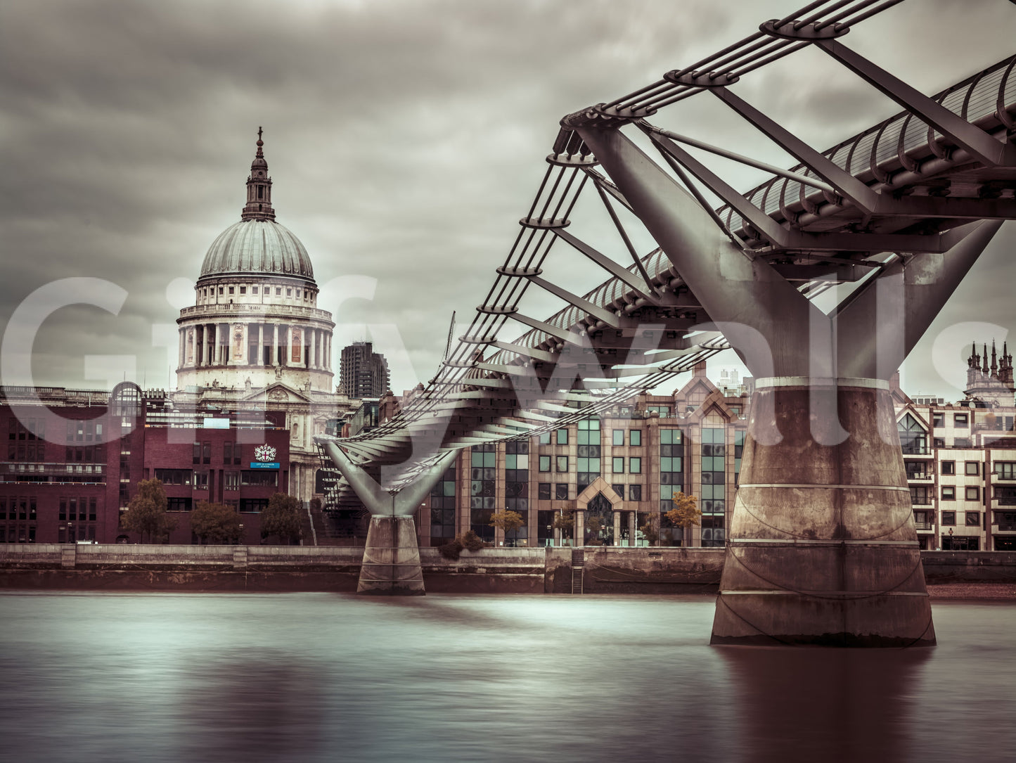Great London Millennial Bridge Vista print; captures capital city's dual nature.