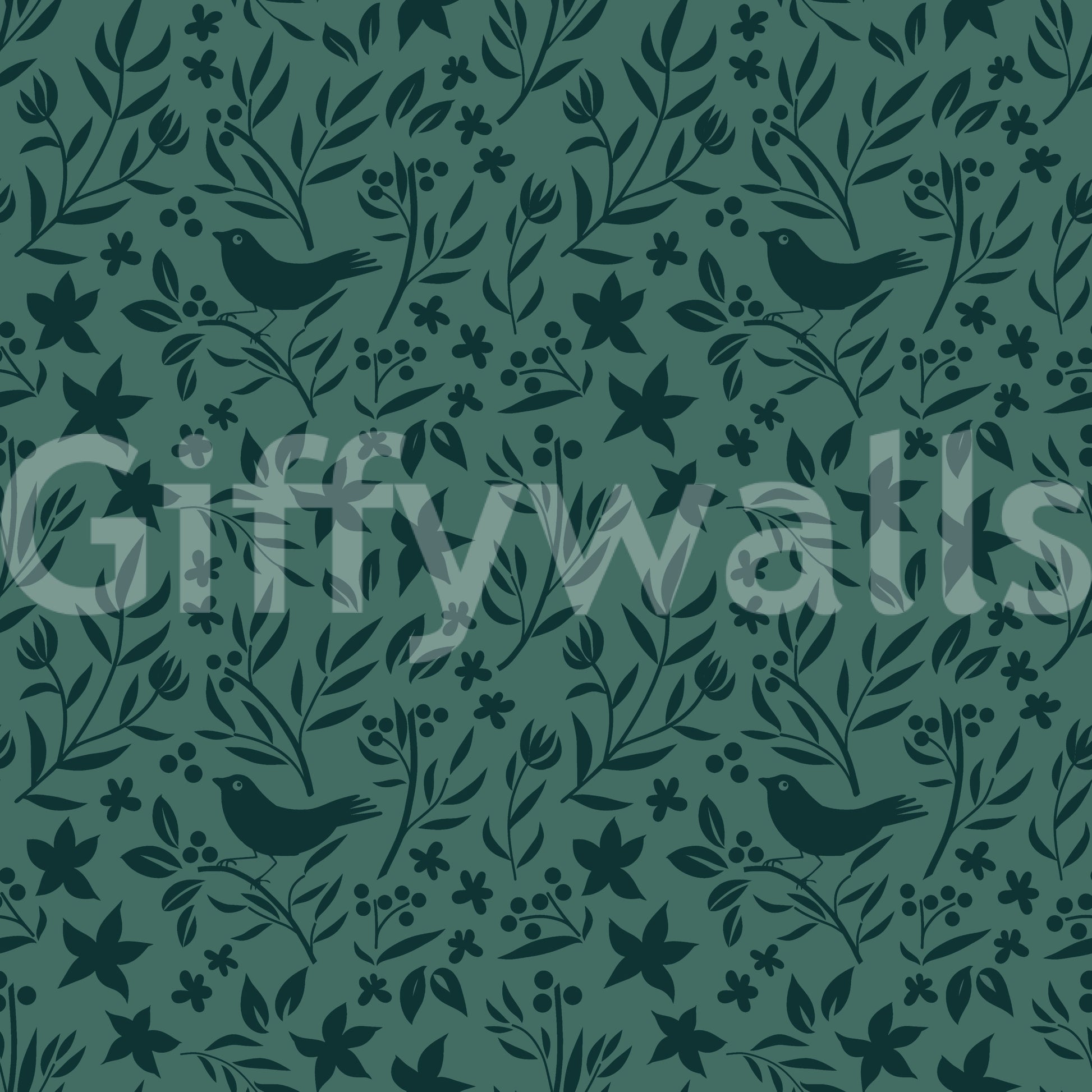 Charming Green Scandinavian design with decorative bird details.