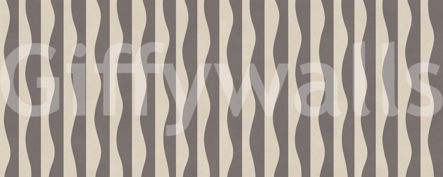 Vintage-inspired Groovy Stripes wallpaper, muted, refined, striking pattern.