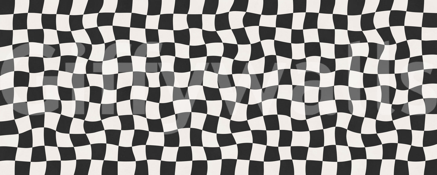 Funky Wavy Check squares energetic geometric accent mural.